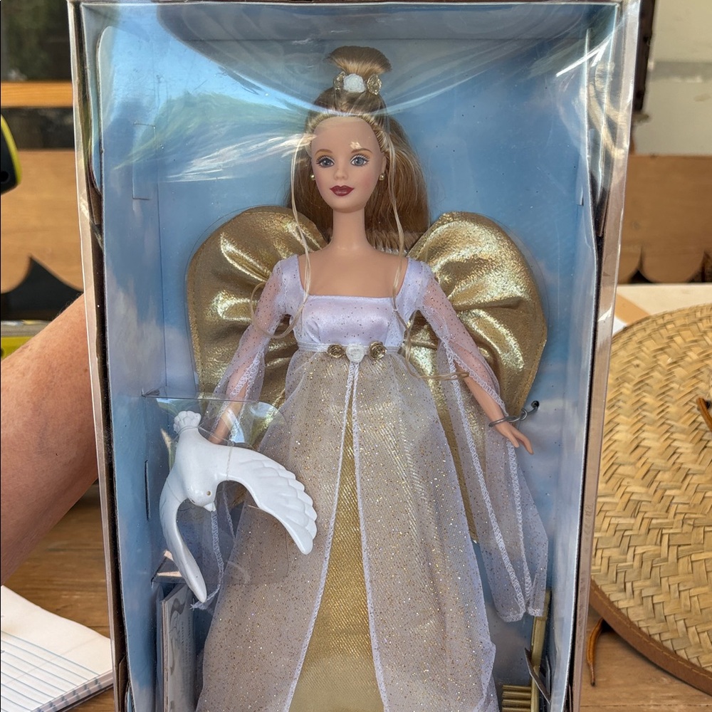 Gold and White Angel Doll with Dove 1999